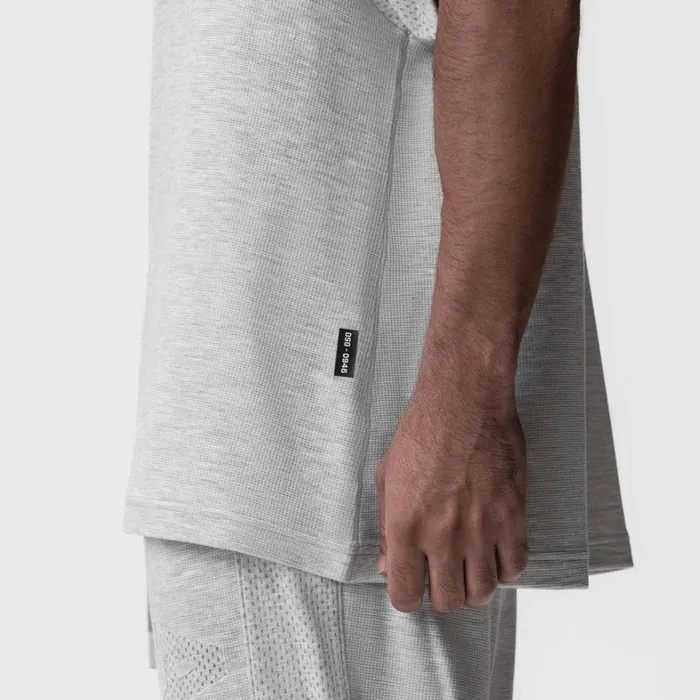 Short Sleeves Men ASRV Waffle Knit Oversized Tee Heather Grey
