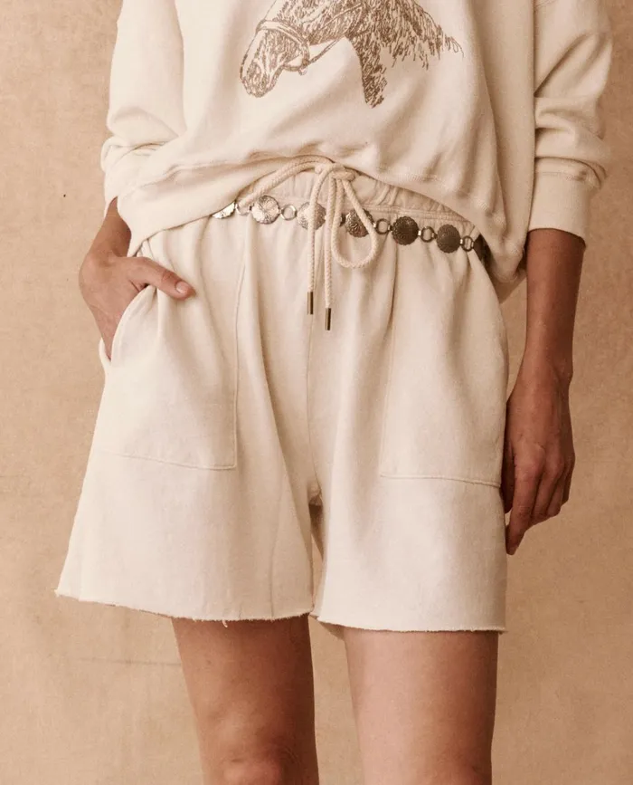 Skirts and Shorts Women The Great The Patch Pocket Sweat Short Washed White