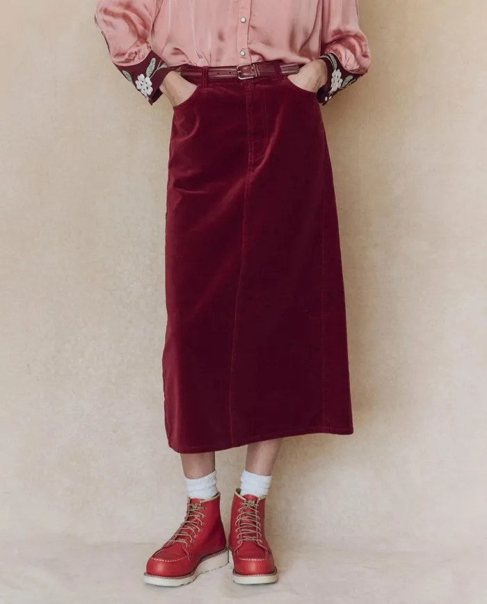 Skirts and Shorts Women The Great The Velvet Column Skirt Bordeaux