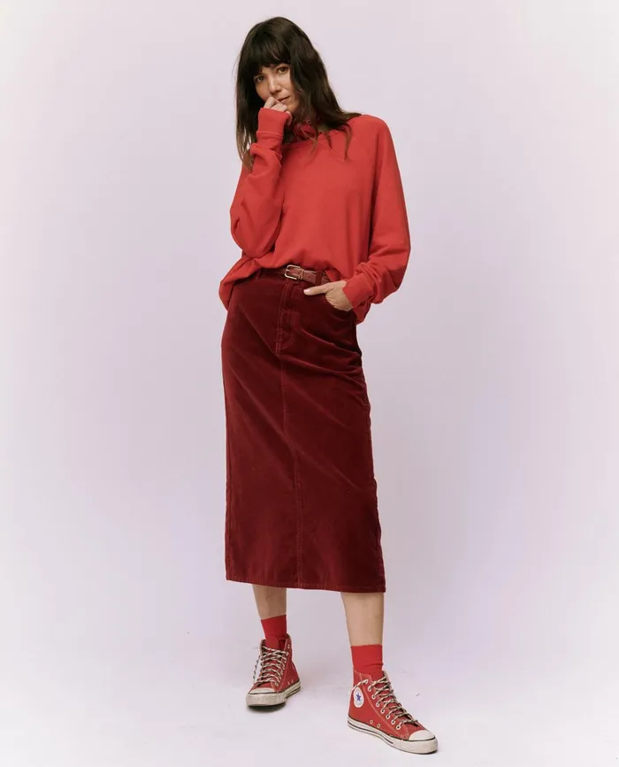 Skirts and Shorts Women The Great The Velvet Column Skirt Bordeaux Skirts and Shorts Women The Great The Velvet Column Skirt Bordeaux