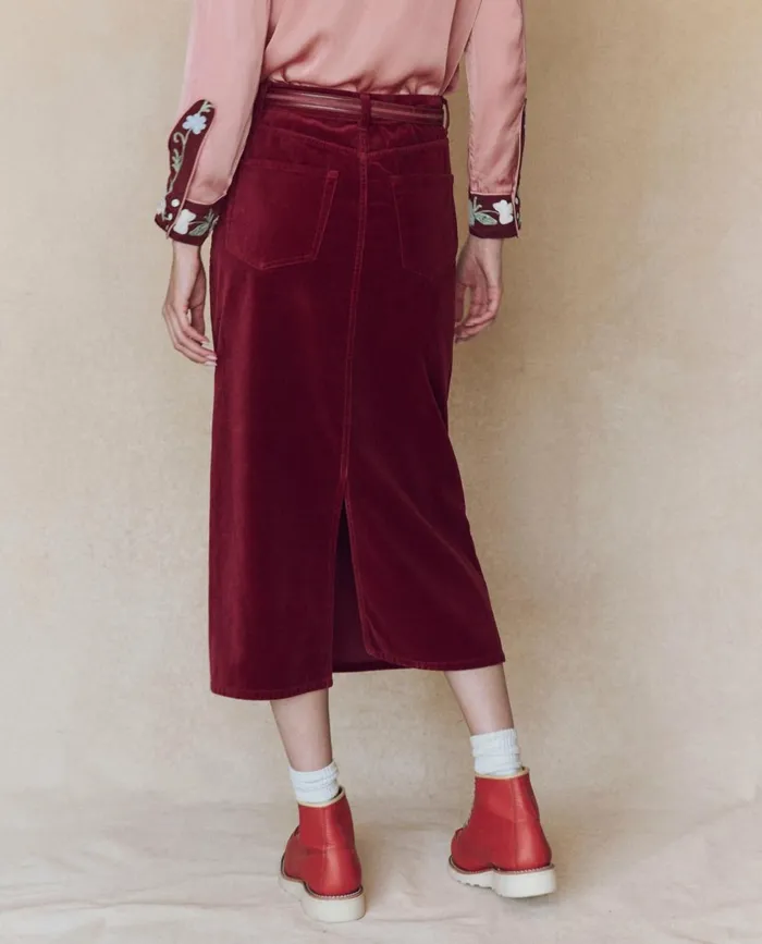 Skirts and Shorts Women The Great The Velvet Column Skirt Bordeaux Skirts and Shorts Women The Great The Velvet Column Skirt Bordeaux
