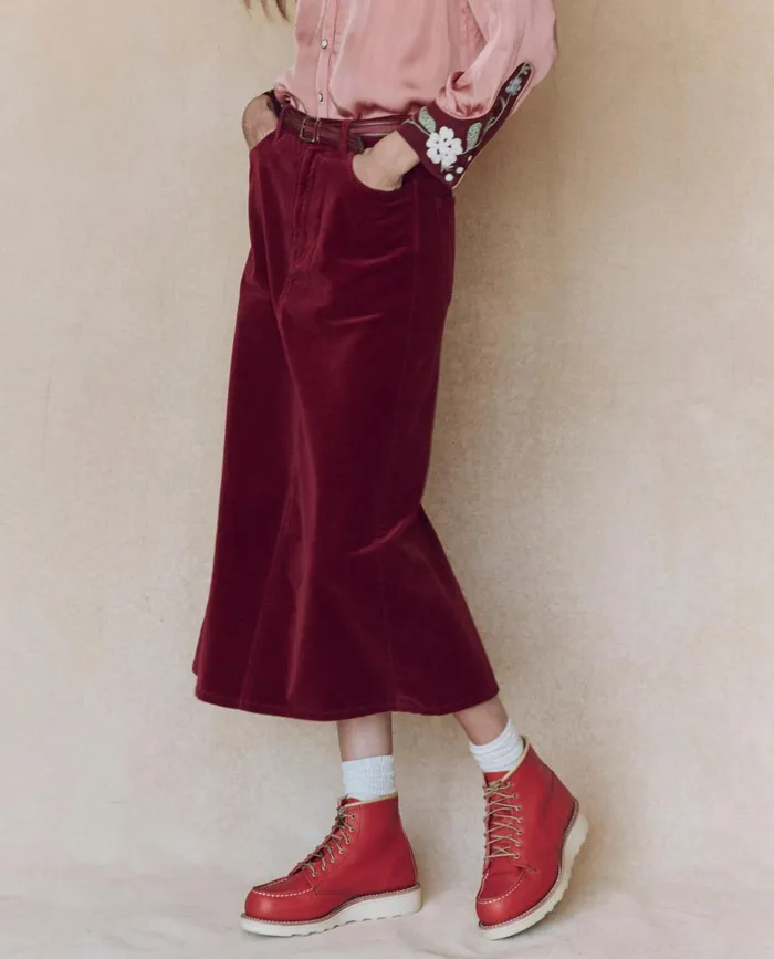 Skirts and Shorts Women The Great The Velvet Column Skirt Bordeaux Skirts and Shorts Women The Great The Velvet Column Skirt Bordeaux