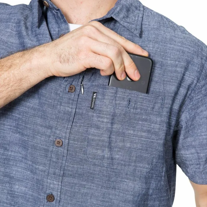 Slapton P Short Sleeved Shirt Navy Men Trespass Shirts