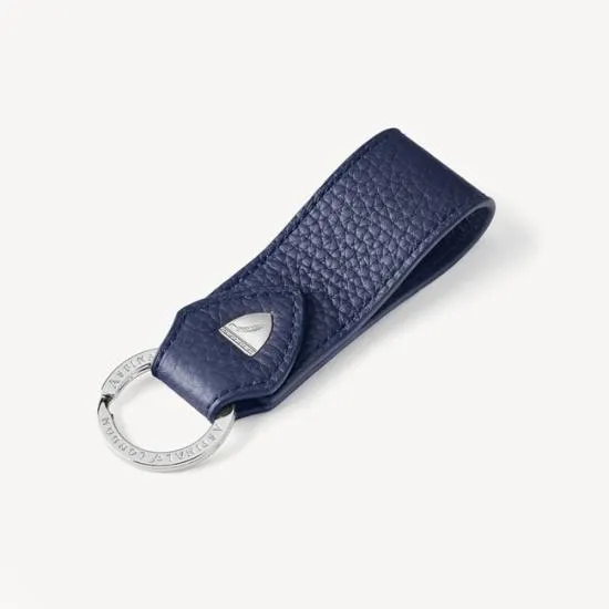 Small Leather Loop Keyring Navy Pebble WomenMen Aspinal Of London Key Rings