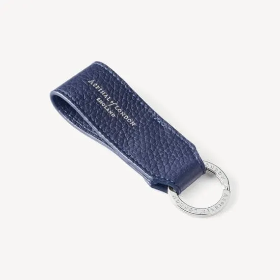 Small Leather Loop Keyring Navy Pebble WomenMen Aspinal Of London Key Rings