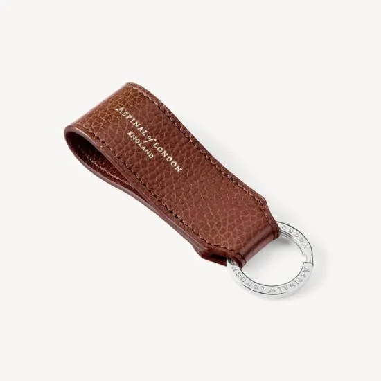 Small Leather Loop Keyring Tobacco Pebble WomenMen Aspinal Of London Key Rings