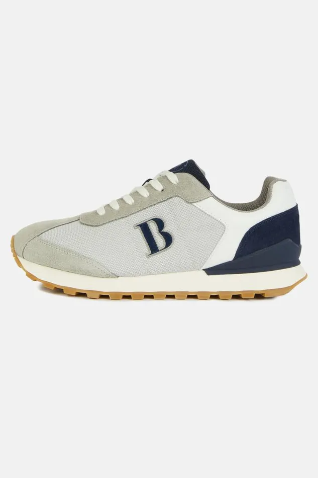 Sneakers Men Boggi Milano Grey Sustainable Fabric Trainers Navy Blue