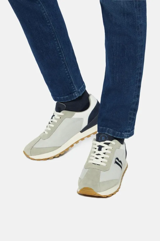 Sneakers Men Boggi Milano Grey Sustainable Fabric Trainers Navy Blue