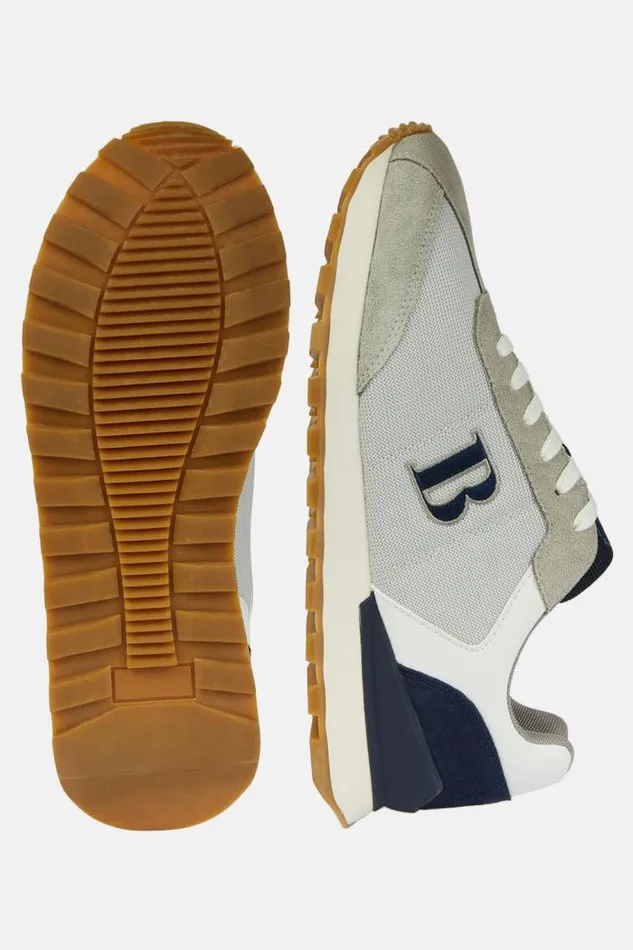 Sneakers Men Boggi Milano Grey Sustainable Fabric Trainers Navy Blue