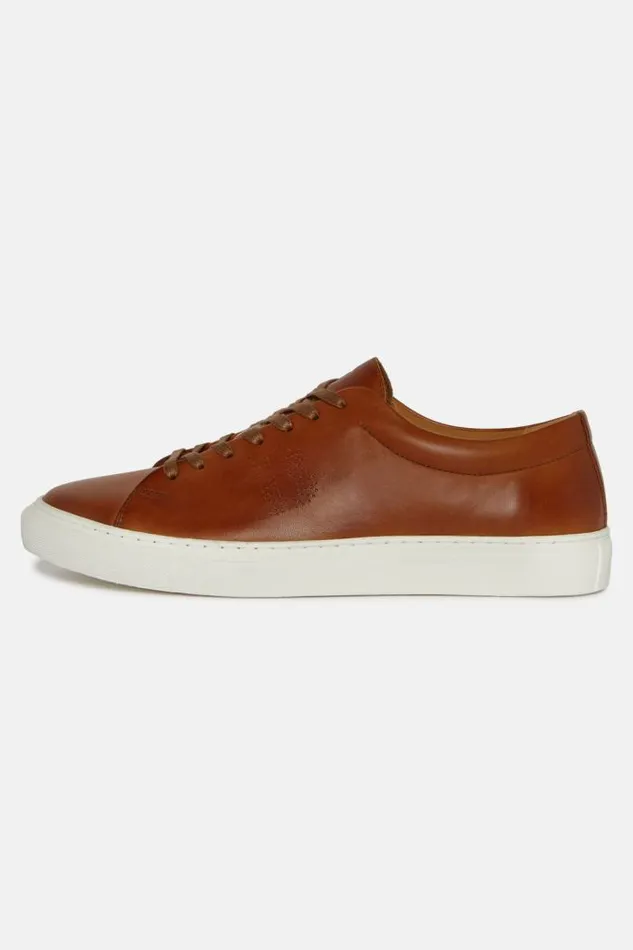 Sneakers Men Boggi Milano Tan Leather Trainers With Logo Light Brown