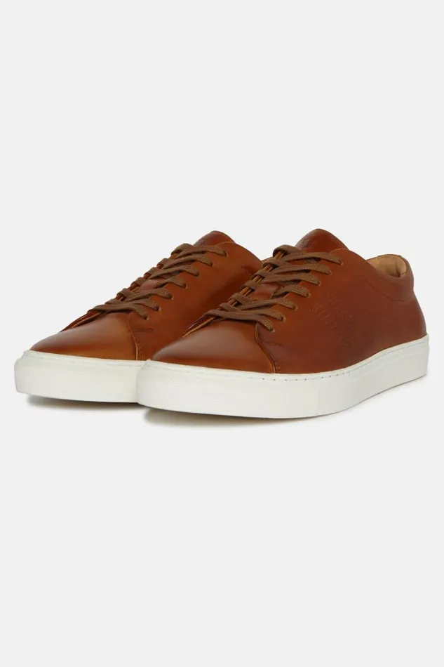 Sneakers Men Boggi Milano Tan Leather Trainers With Logo Light Brown