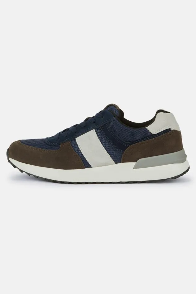 Sneakers Men Boggi Milano Tec Fabric Leather Sneakers Running Navy Blue