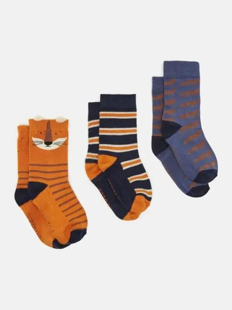 Socks Boys Joules OrangeNavy 3 Pack Socks
