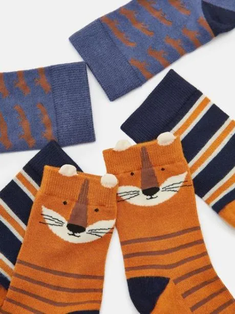 Socks Boys Joules OrangeNavy 3 Pack Socks