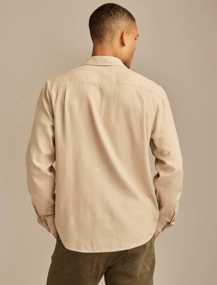 Solid Cotton Twill Grom Shirt Silver Mink Men Lucky Brand ButtonDowns