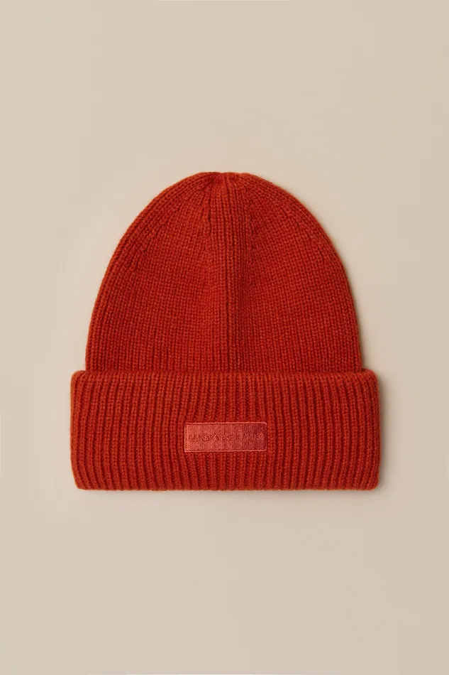 Solid Knit Beanie Medium Brown Men Lucky Brand Hats