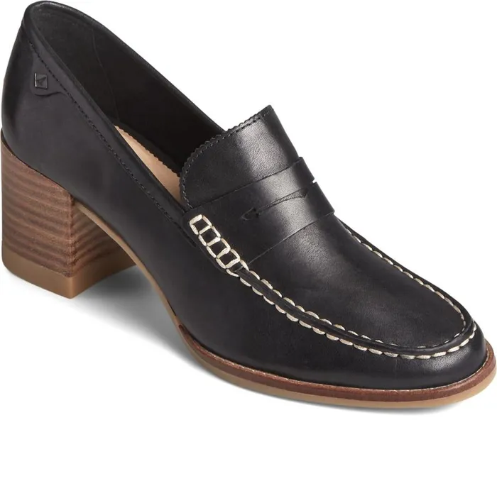 Sperry Flats and Loafers Women Seaport Penny Heel Leather Loafer Black Sperry Flats and Loafers Women Seaport Penny Heel Leather Loafer Black