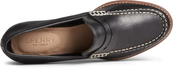 Sperry Flats and Loafers Women Seaport Penny Heel Leather Loafer Black Sperry Flats and Loafers Women Seaport Penny Heel Leather Loafer Black