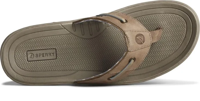 Sperry Sandals Men Baitfish Leather Flip Flop Taupe Sperry Sandals Men Baitfish Leather Flip Flop Taupe