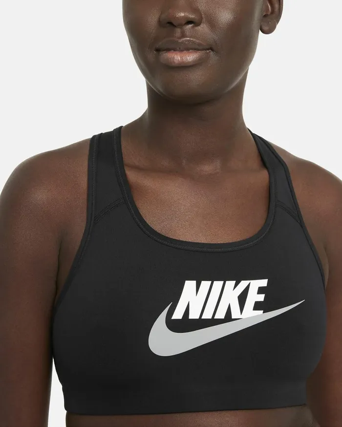 Sports Bras Women Nike Swoosh Blackwhiteparticle Grey