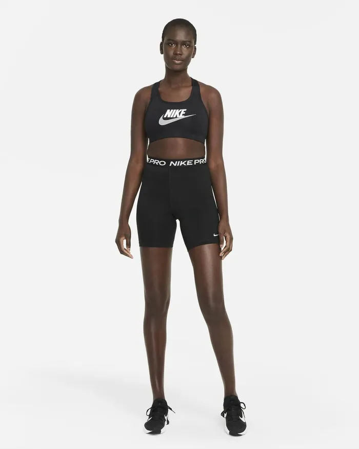 Sports Bras Women Nike Swoosh Blackwhiteparticle Grey