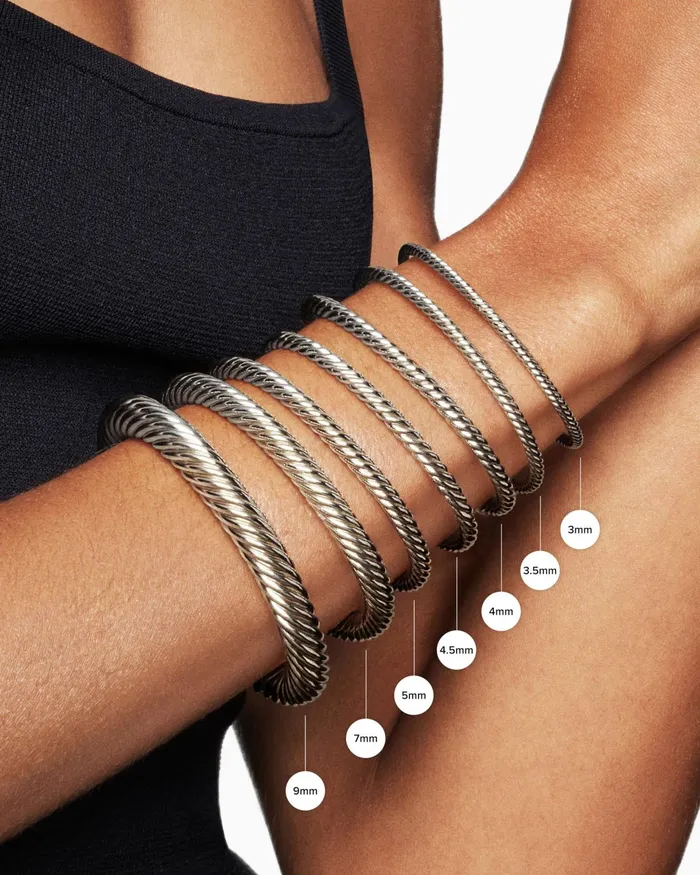 Starburst Cable Bracelet In Sterling Silver With Diamonds 35mm Women David Yurman Cuff Starburst Cable Bracelet In Sterling Silver With Diamonds 35mm Women David Yurman Cuff