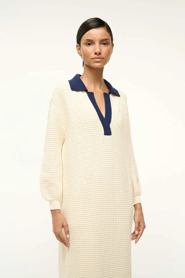 STAUD ALTEA DRESS Ivory Navy Women Dresses STAUD ALTEA DRESS Ivory Navy Women Dresses