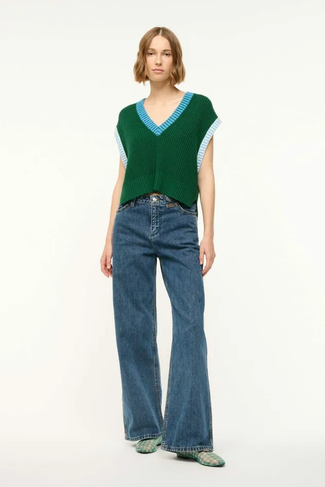 STAUD AMERICANA SWEATER Jungle Sky Ivory Women Sweaters