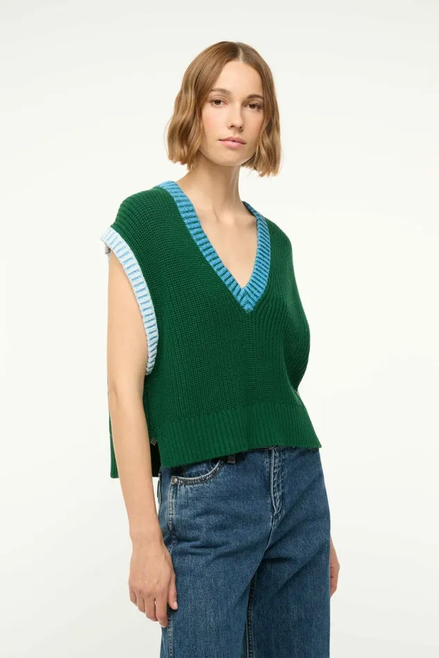 STAUD AMERICANA SWEATER Jungle Sky Ivory Women Sweaters STAUD AMERICANA SWEATER Jungle Sky Ivory Women Sweaters