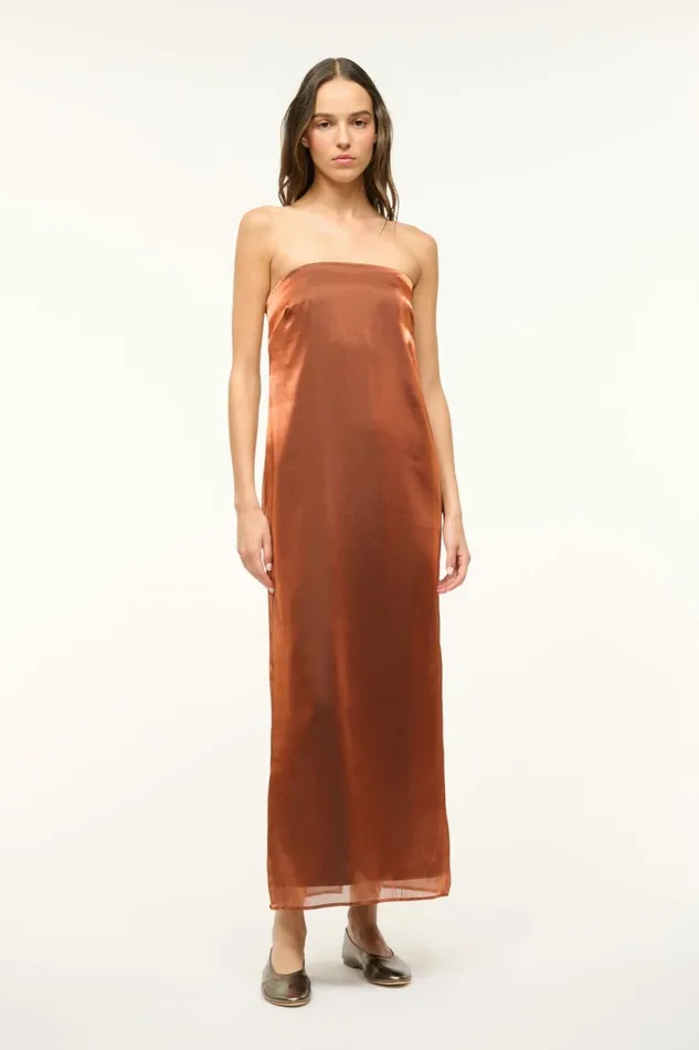 STAUD CASEY DRESS Iridescent Cacao Women The Evening Edit