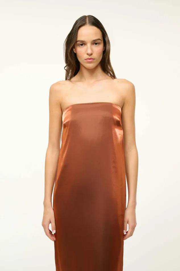 STAUD CASEY DRESS Iridescent Cacao Women The Evening Edit STAUD CASEY DRESS Iridescent Cacao Women The Evening Edit