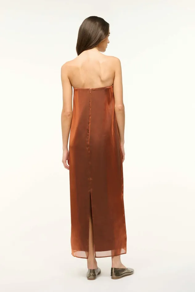 STAUD CASEY DRESS Iridescent Cacao Women The Evening Edit STAUD CASEY DRESS Iridescent Cacao Women The Evening Edit