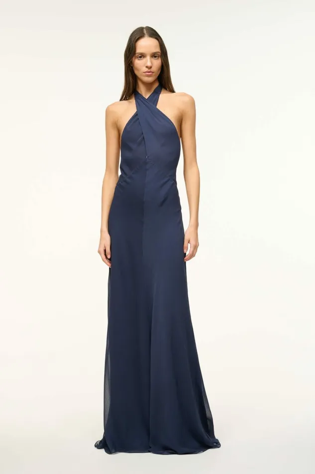 STAUD DAWN MAXI DRESS Navy Women The Evening Edit
