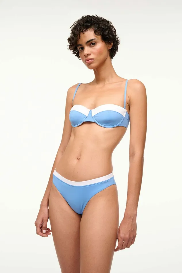 STAUD GEMMA BIKINI BOTTOM Azure White Women Swim