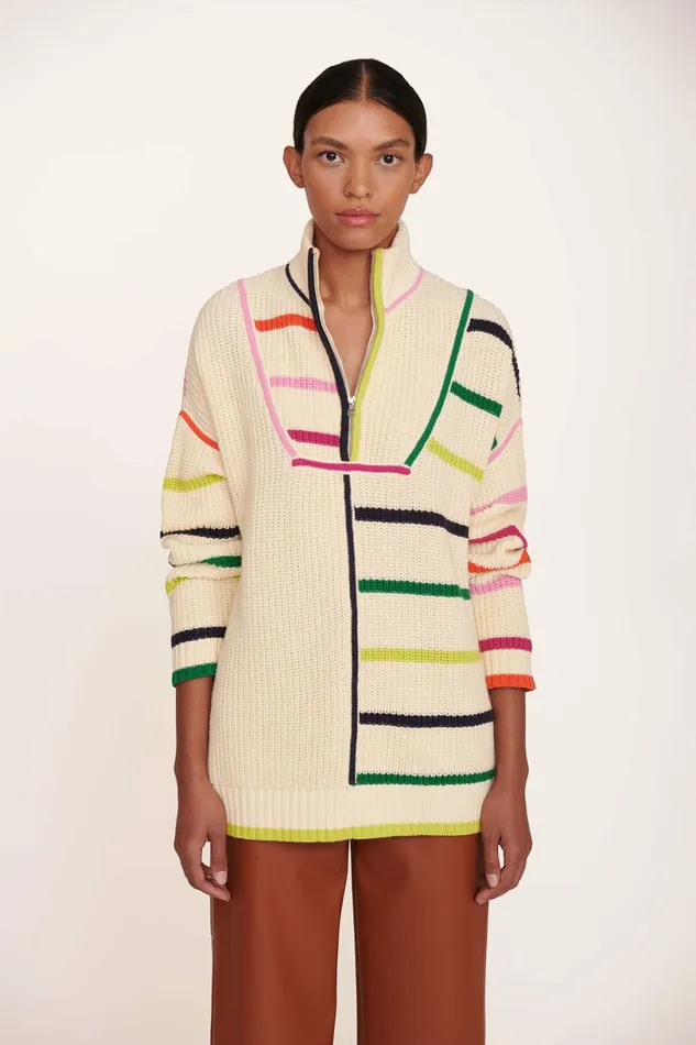 STAUD HAMPTON SWEATER Creme Rainbow Multi Women Sweaters