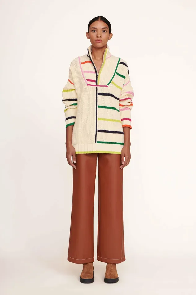 STAUD HAMPTON SWEATER Creme Rainbow Multi Women Sweaters STAUD HAMPTON SWEATER Creme Rainbow Multi Women Sweaters