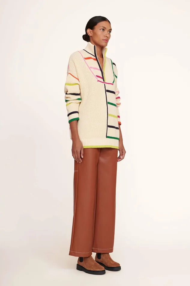 STAUD HAMPTON SWEATER Creme Rainbow Multi Women Sweaters STAUD HAMPTON SWEATER Creme Rainbow Multi Women Sweaters