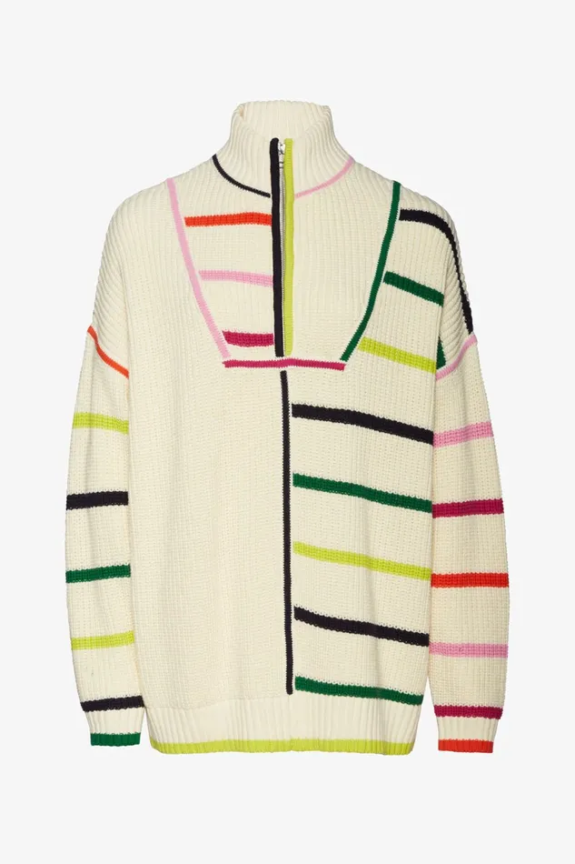 STAUD HAMPTON SWEATER Creme Rainbow Multi Women Sweaters STAUD HAMPTON SWEATER Creme Rainbow Multi Women Sweaters