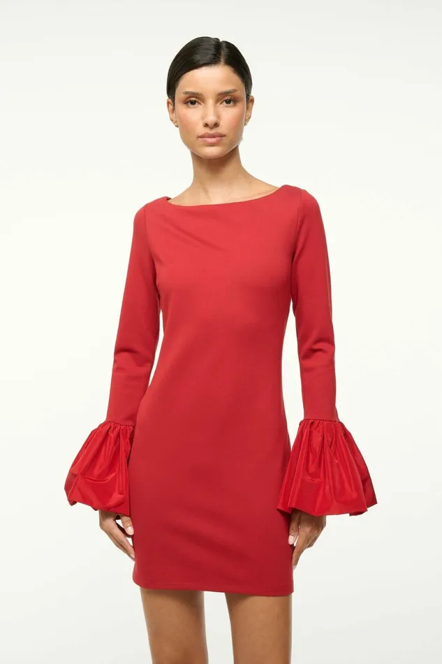 STAUD HAWTHORNE DRESS Rouge Women Dresses STAUD HAWTHORNE DRESS Rouge Women Dresses