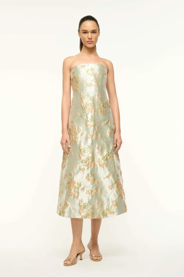 STAUD KENNEDY DRESS Metallic Bloom Women Dresses