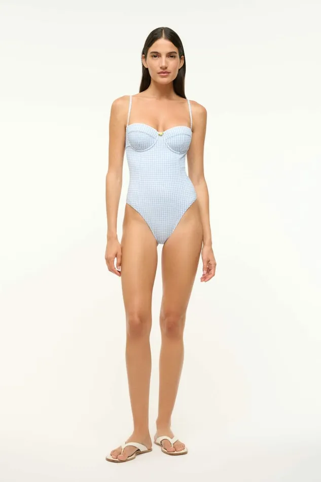 STAUD MAEVE ONE PIECE Sky Micro Check Women Swim