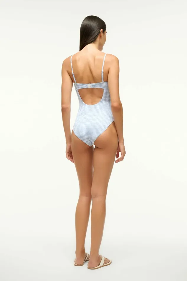 STAUD MAEVE ONE PIECE Sky Micro Check Women Swim