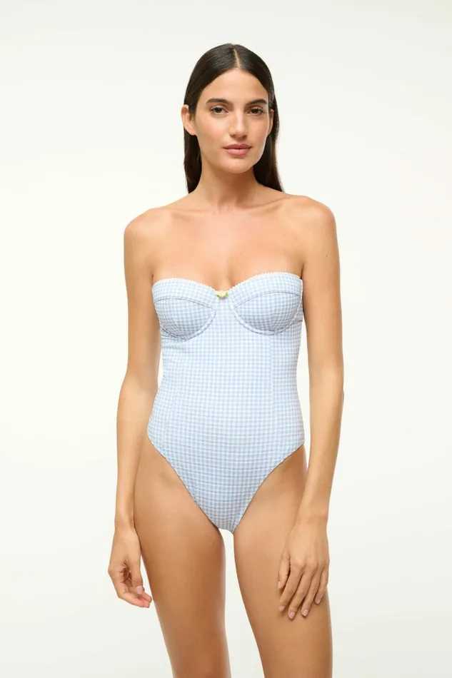 STAUD MAEVE ONE PIECE Sky Micro Check Women Swim
