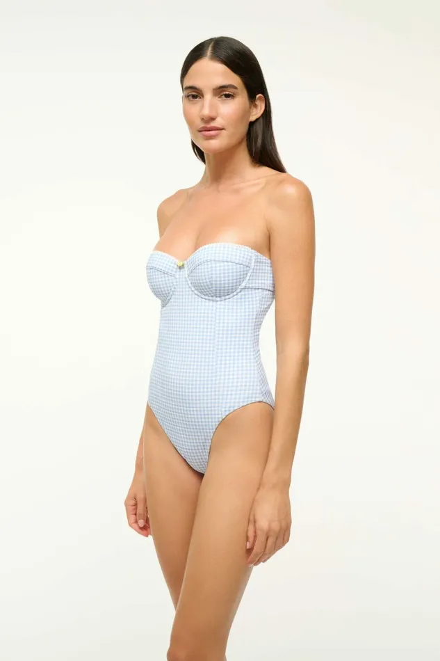 STAUD MAEVE ONE PIECE Sky Micro Check Women Swim