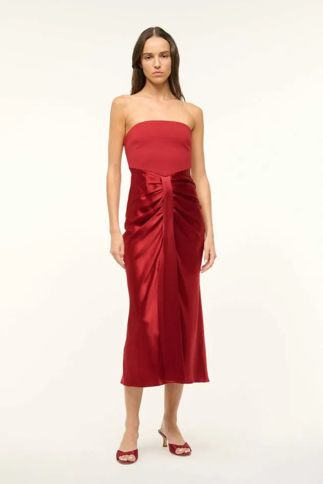 STAUD MIDI WAYFARING DRESS Rouge Women The Evening Edit