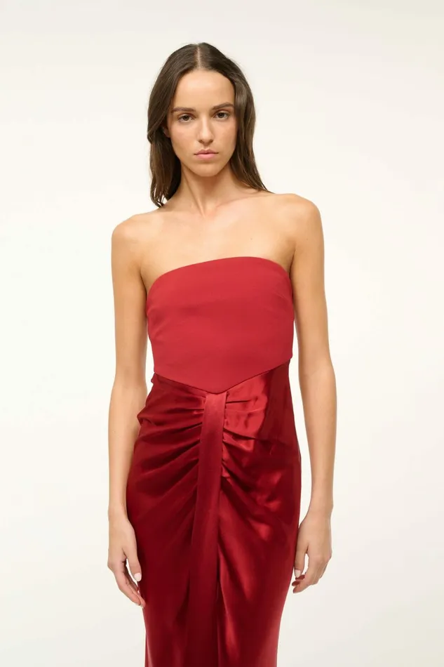STAUD MIDI WAYFARING DRESS Rouge Women The Evening Edit