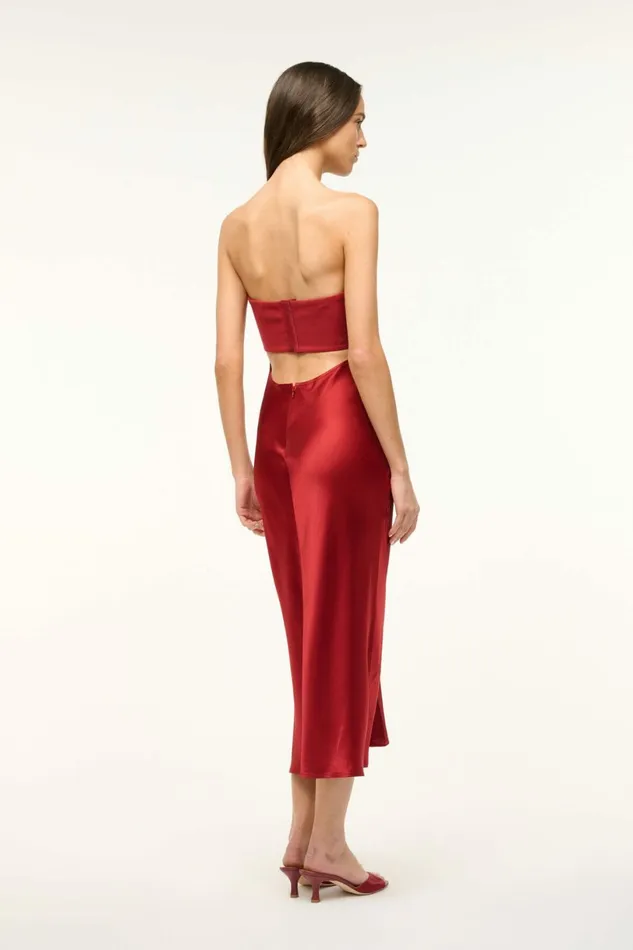 STAUD MIDI WAYFARING DRESS Rouge Women The Evening Edit