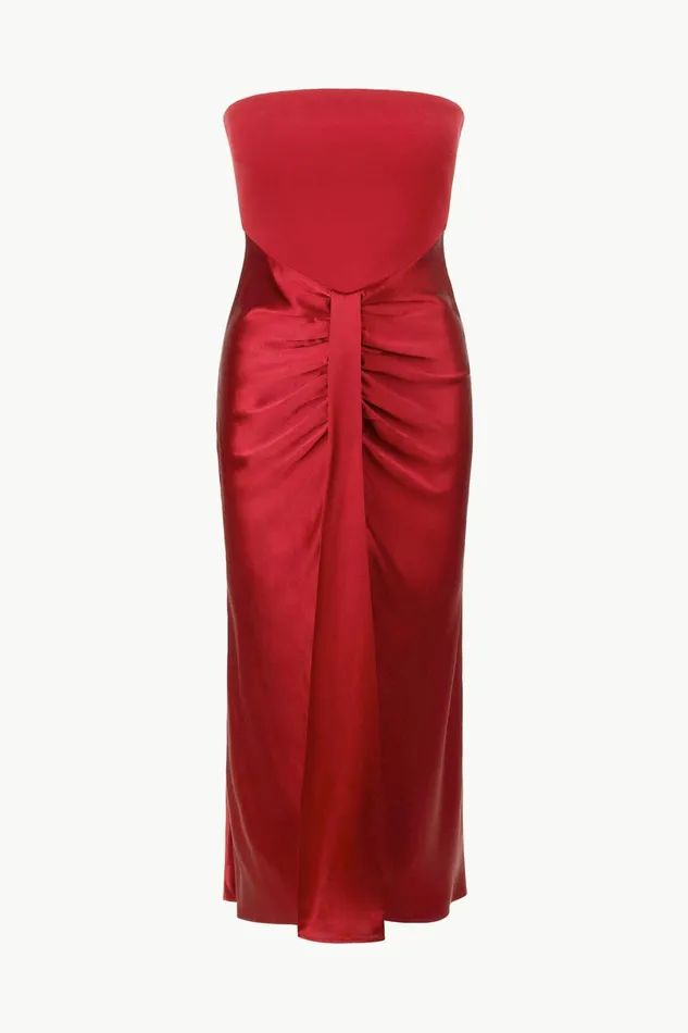 STAUD MIDI WAYFARING DRESS Rouge Women The Evening Edit