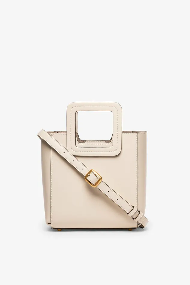 STAUD MINI SHIRLEY LEATHER BAG Cream Women Totes STAUD MINI SHIRLEY LEATHER BAG Cream Women Totes