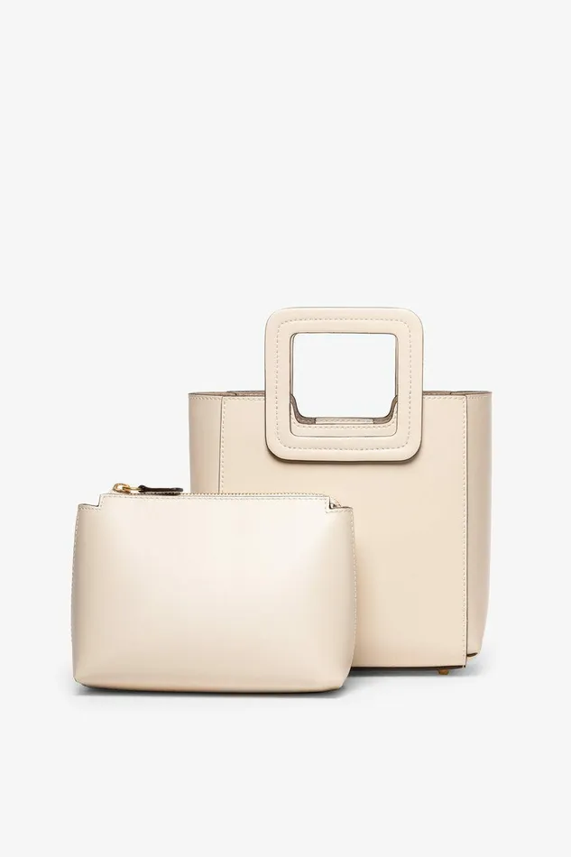 STAUD MINI SHIRLEY LEATHER BAG Cream Women Totes STAUD MINI SHIRLEY LEATHER BAG Cream Women Totes